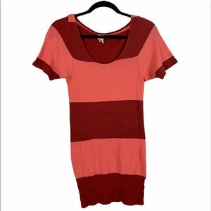 Free People Striped Short Sleeve Tunic Knit Top